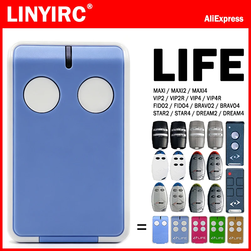LIFE MAXI 2 4 MAXI2 MAXI4 Garage Remote Control 433.92MHz for LIFE FIDO2 FIDO4 BRAVO2 BRAVO4 VIP2 VIP4 VIP2R VIP4R STAR2 STAR4