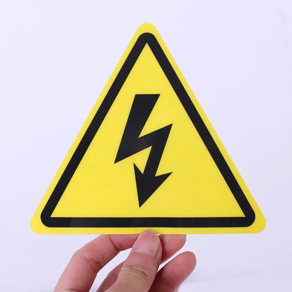 5pcs Yellow Warning Sticker 3.6/5/8/10/15cm Accessories Electrical Shock Hazard Safety Waterproof Tags Danger Forelectric Box