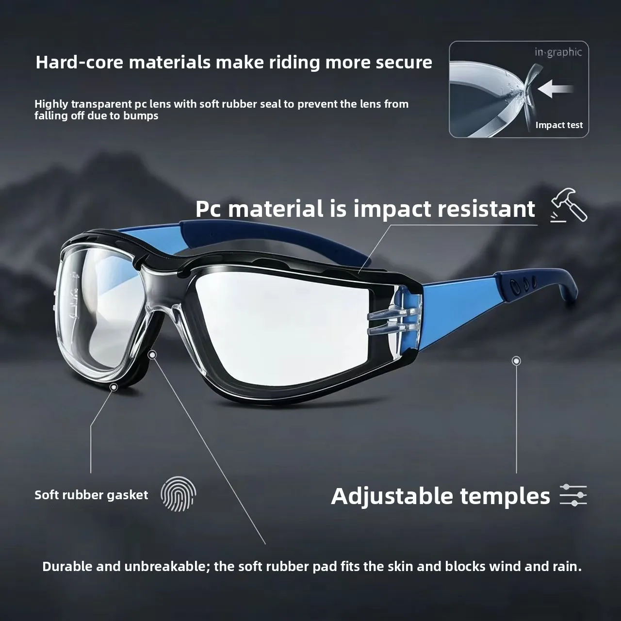 Outdoor Cycling Windproof Goggles Industrial Safety Glasses Anti Impact Anti Splash Dust Proof Non Fogging Protective Eyewear