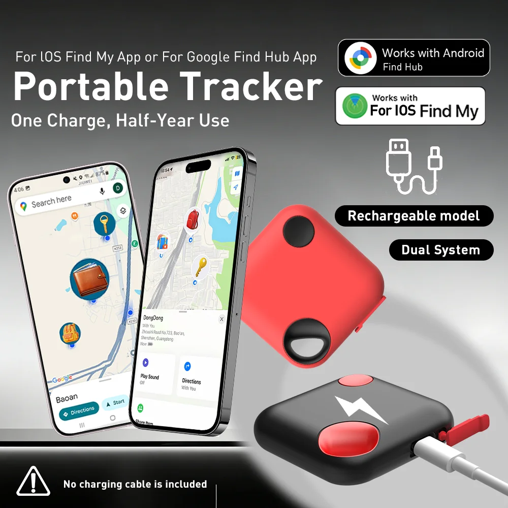 New Dual System Tracker for iOS or Android Bluetooth Tracking Tag Item Locator Keys Bag Work with iOS Find My or Google Find Hub