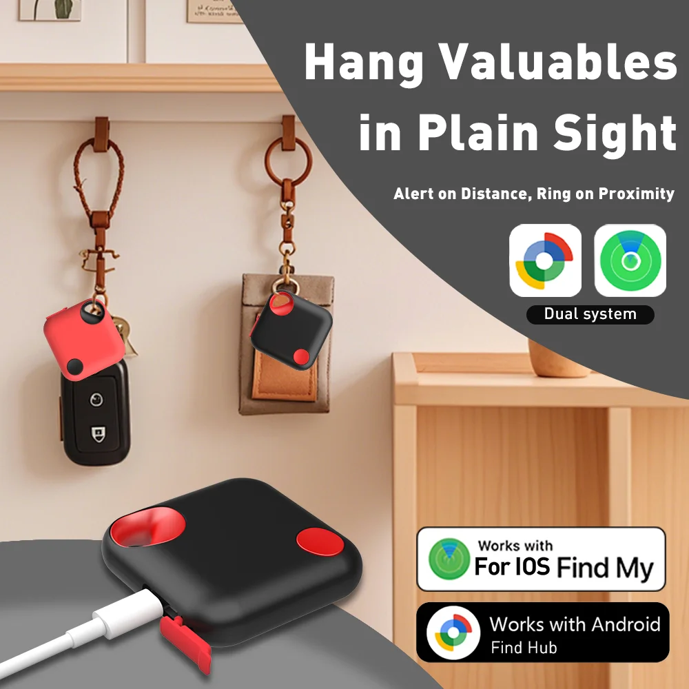 New Dual System Tracker for iOS or Android Bluetooth Tracking Tag Item Locator Keys Bag Work with iOS Find My or Google Find Hub