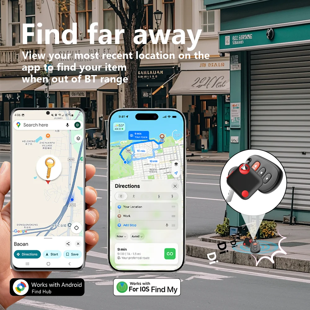 New Dual System Tracker for iOS or Android Bluetooth Tracking Tag Item Locator Keys Bag Work with iOS Find My or Google Find Hub
