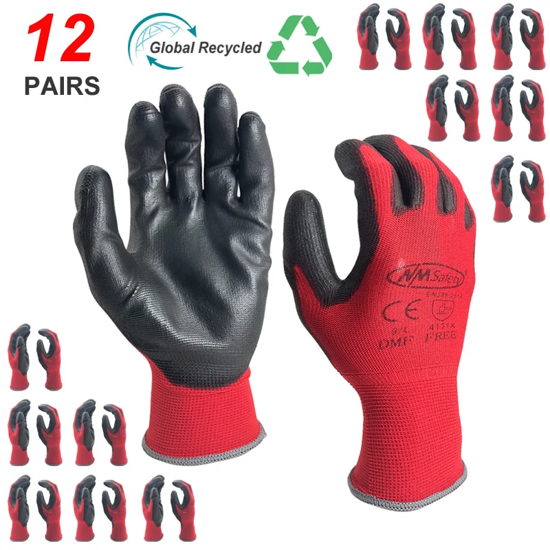 24Pieces(12 Pairs) Gardening Work Gloves, Breathable Protective Gloves with a superior Grip Coating, Abrasion-Resistant and Dura
