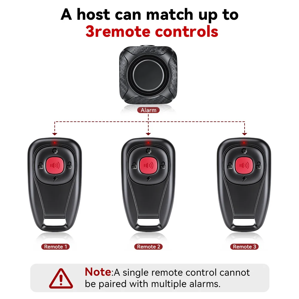 Awapow One/Two Way Vibration Alarm Wireless for Motorcycle Bicycle Bike Car Carbon Fiber Alarm Recharge 121dB Anti-theft Sensor