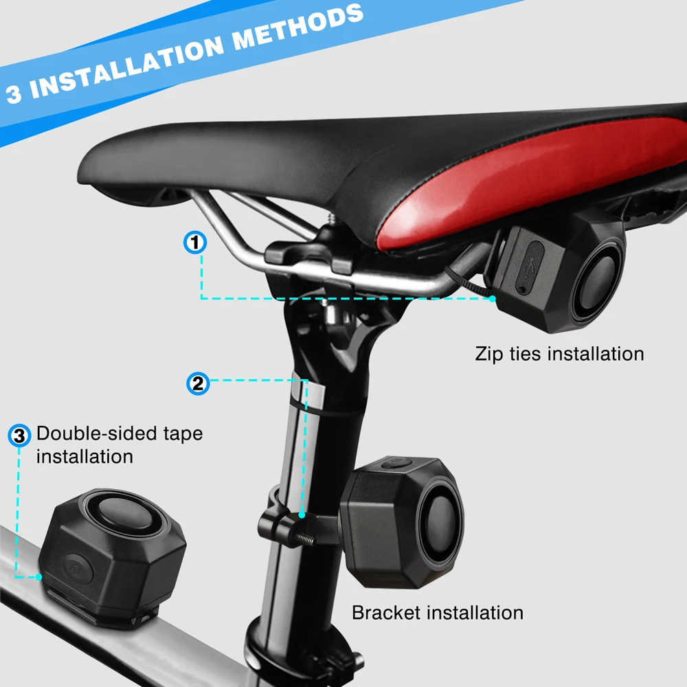 Awapow One/Two Way Vibration Alarm Wireless for Motorcycle Bicycle Bike Car Carbon Fiber Alarm Recharge 121dB Anti-theft Sensor