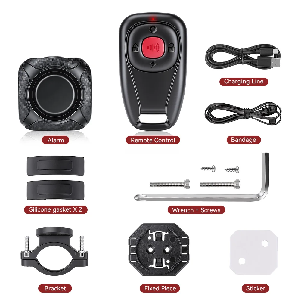 Awapow One/Two Way Vibration Alarm Wireless for Motorcycle Bicycle Bike Car Carbon Fiber Alarm Recharge 121dB Anti-theft Sensor