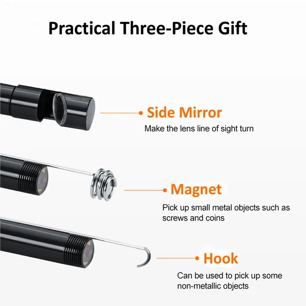 7mm 1080P Endoscope Automotive Boroscope Inspection Device Camera For Apple Iphone IOS Smart Phone Android Type C Cars Mobile