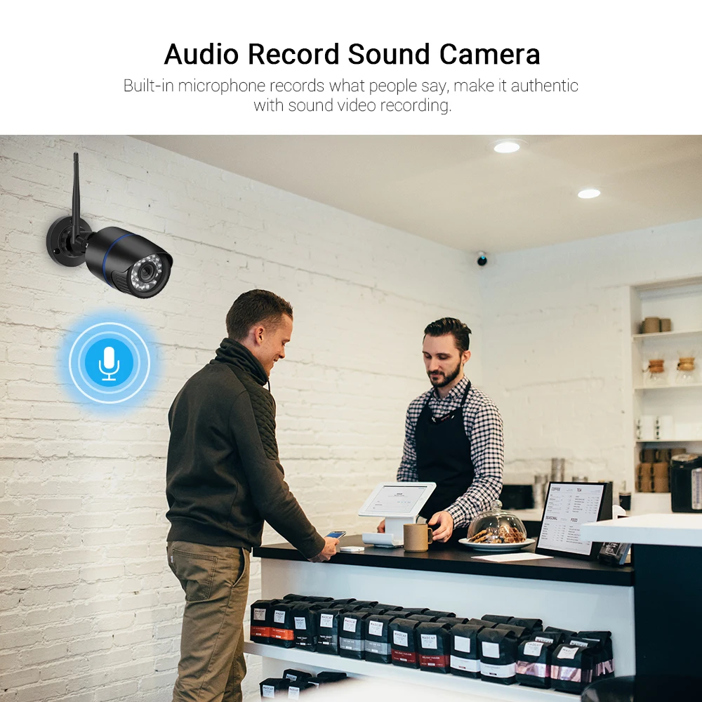 Hamrolte 5MP Wifi Camera Bullet Waterproof Outdoor Wireless IP Camera Audio Record IE Browser Xmeye Cloud RTSP iCSee
