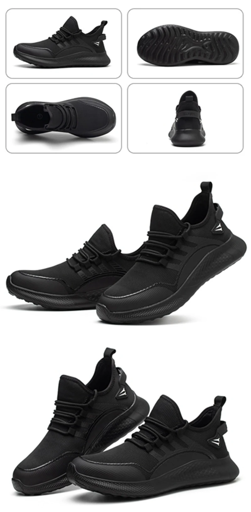 Men's Safety Shoes Anti- Crush Steel Toe Puncture Resistant Kevlar Lightweight Breathable Upper Slip-On Work Shoes