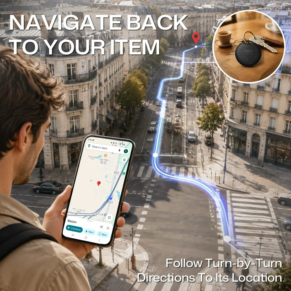 Bluetooth Smart Tag Item Locator Anti‑Lost Finder Compatible with Google Find Hub Mini Tracker for Car Key Wallet Suitcase Bag