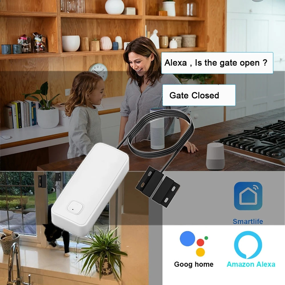 Tuya WIFI Smart Door Magnetic Detector APP Remote Control Home Anti-theft Door Iron Rolling Door Shutter Sensor Security Alarm