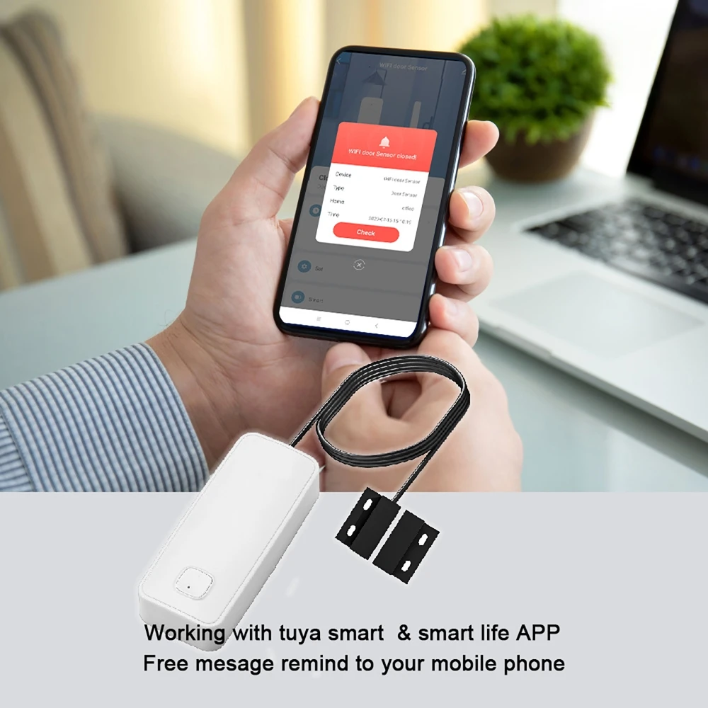 Tuya WIFI Smart Door Magnetic Detector APP Remote Control Home Anti-theft Door Iron Rolling Door Shutter Sensor Security Alarm