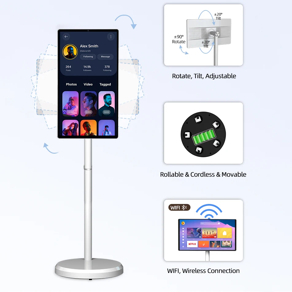 2026 Fashion Popular 21.5 Inch Battery-power Android 13 Lg Stand By Me Tv In-cell Touch Screen Gym Gaming Live Room Smart Tv