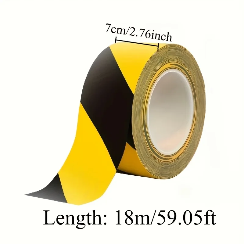 YITAPE Black Yellow Hazard Warning Tape PVC Safety Caution Barrier Tape Waterproof for Indoor Outdoor 3cm 5cm 7cm * 18M 1 Roll