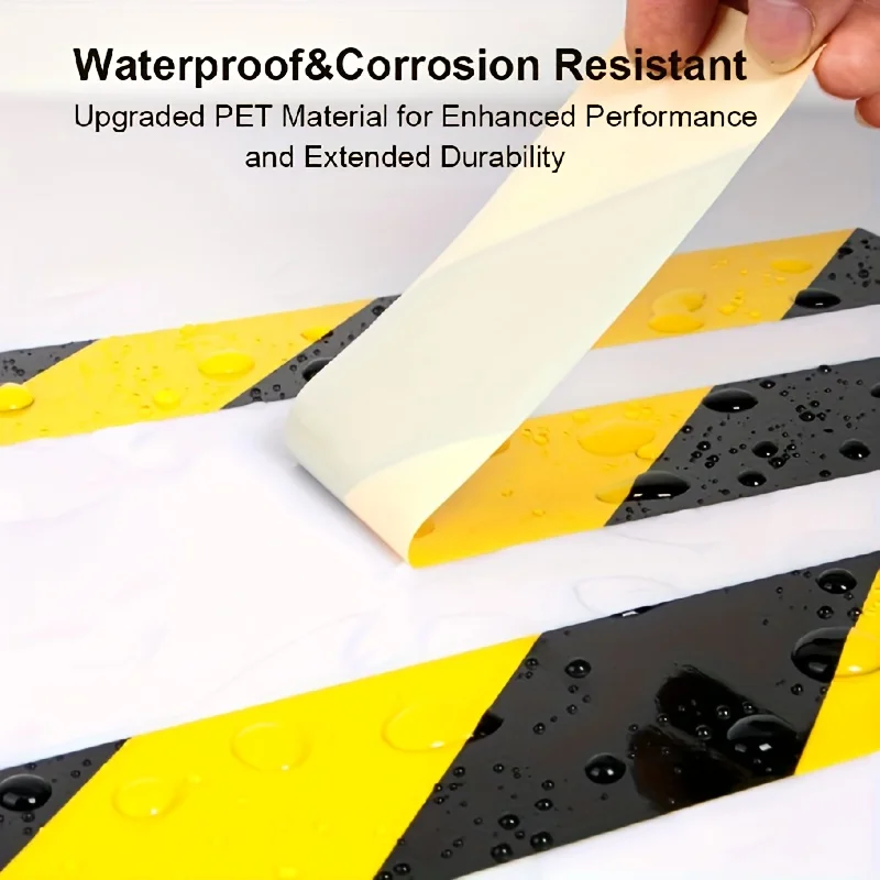 YITAPE Black Yellow Hazard Warning Tape PVC Safety Caution Barrier Tape Waterproof for Indoor Outdoor 3cm 5cm 7cm * 18M 1 Roll