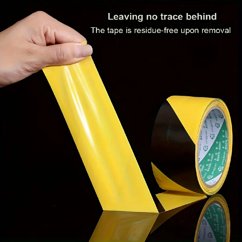 YITAPE Black Yellow Hazard Warning Tape PVC Safety Caution Barrier Tape Waterproof for Indoor Outdoor 3cm 5cm 7cm * 18M 1 Roll