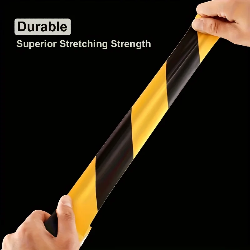 YITAPE Black Yellow Hazard Warning Tape PVC Safety Caution Barrier Tape Waterproof for Indoor Outdoor 3cm 5cm 7cm * 18M 1 Roll