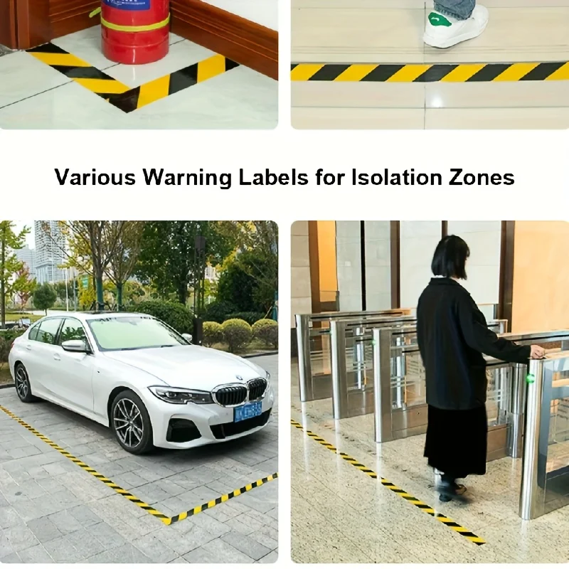 YITAPE Black Yellow Hazard Warning Tape PVC Safety Caution Barrier Tape Waterproof for Indoor Outdoor 3cm 5cm 7cm * 18M 1 Roll