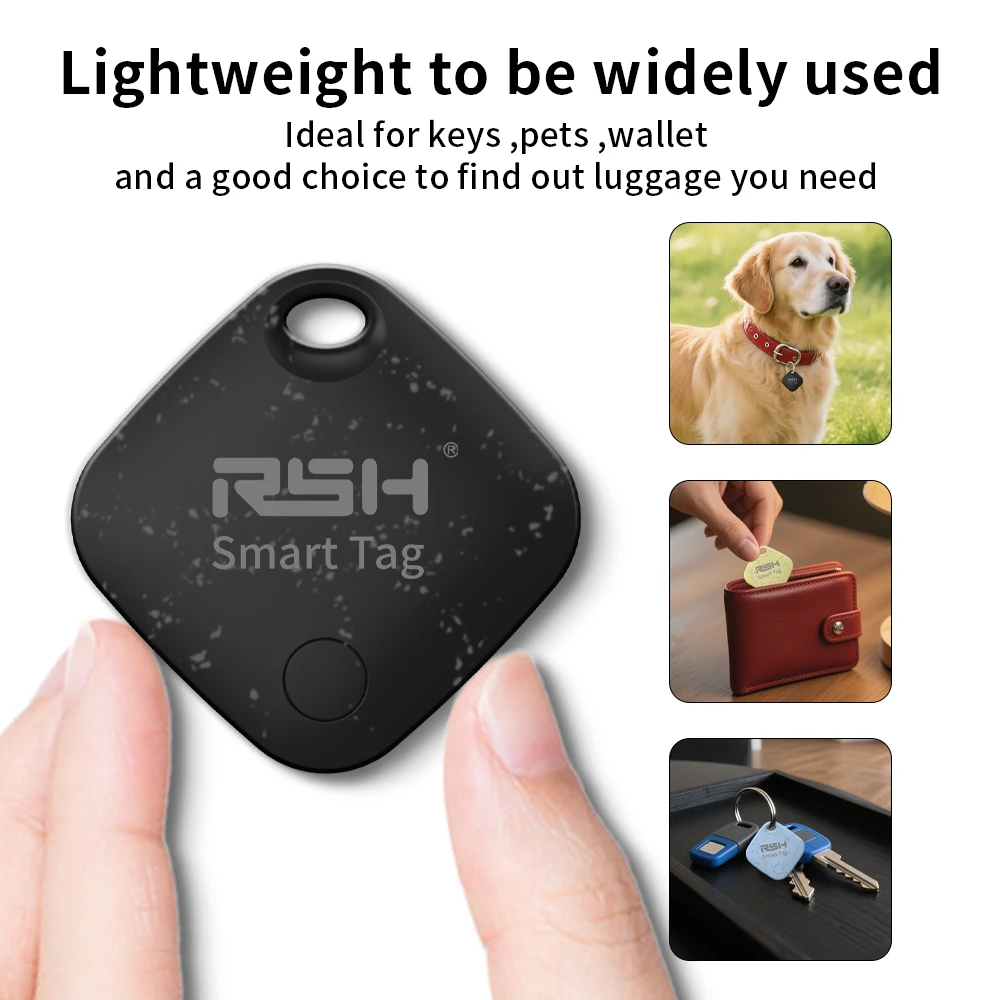 RSH 4-Pack Security GPS Tracker Car Wallet Pets Anti Loss Eco Smart Tag for Google's Find Hub Android Locator for Xiaomi Pixel