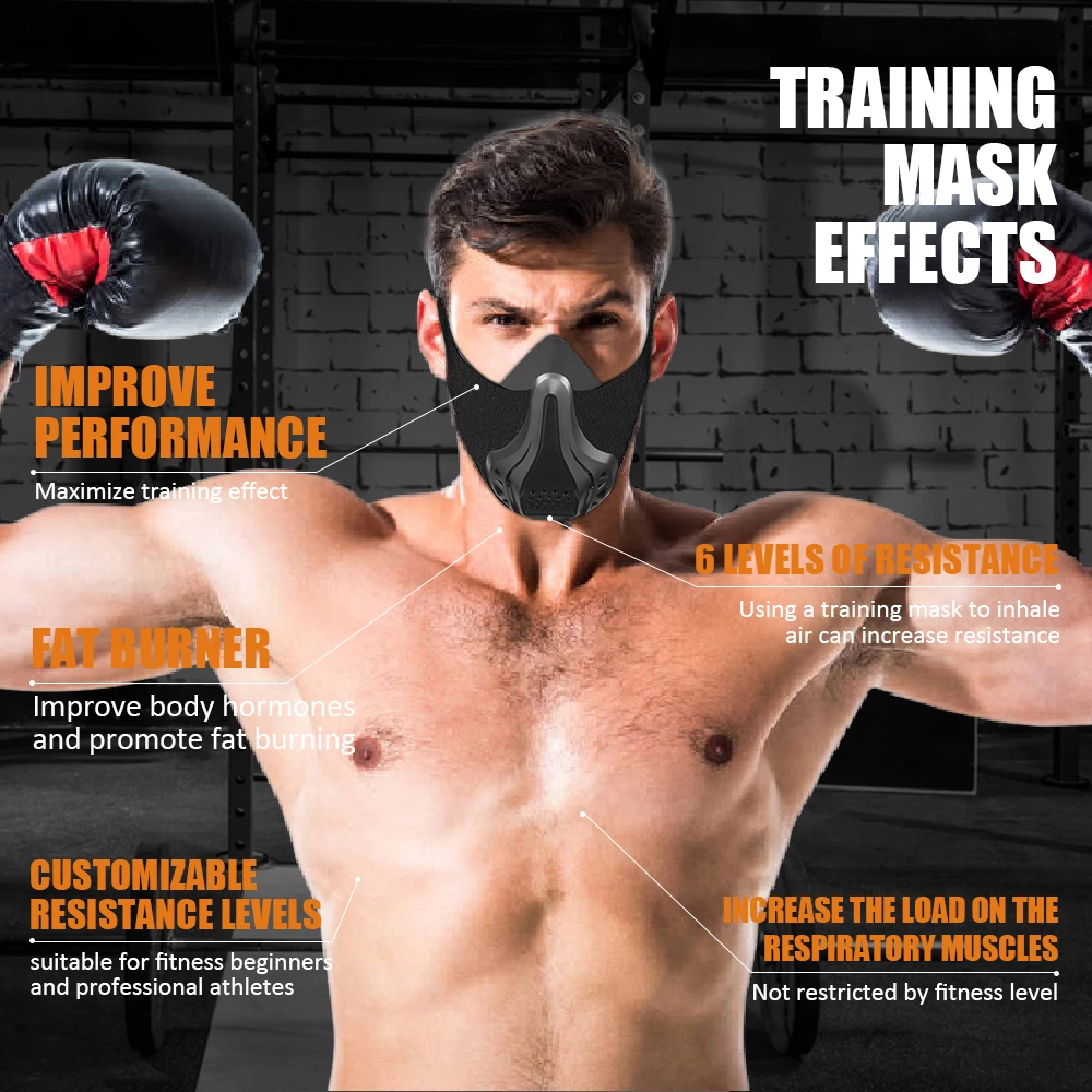 Workout Running Gym Mask Adjustable 48 Breathing Levels Air Resistance Sports Mask Fitness Exercise Physical Endurance Training
