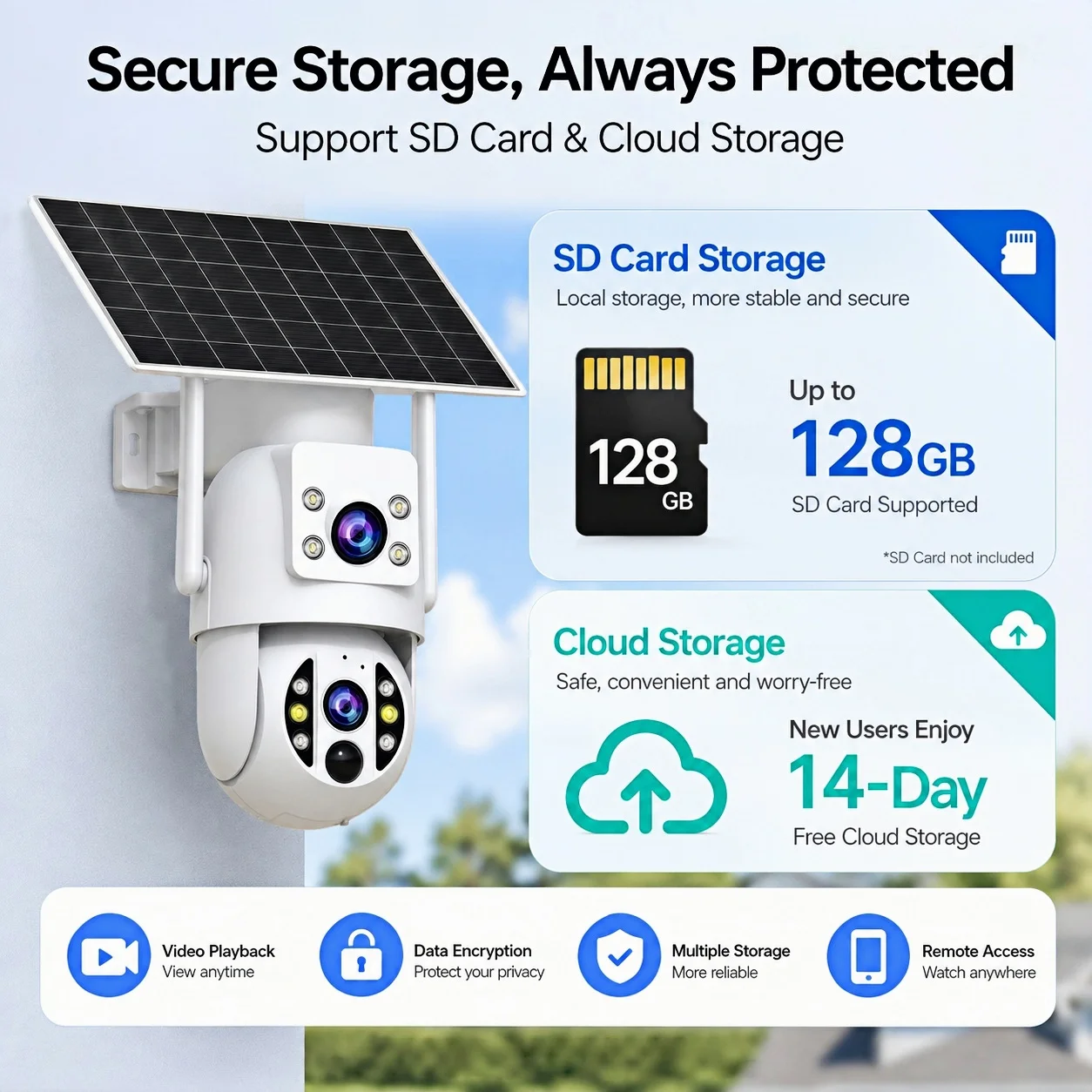 JOOAN 4K Outdoor Solar WiFi Camera Dual Lens Motion Detection Night Vision Low Power Battery IP Camera CCTV Security Protection