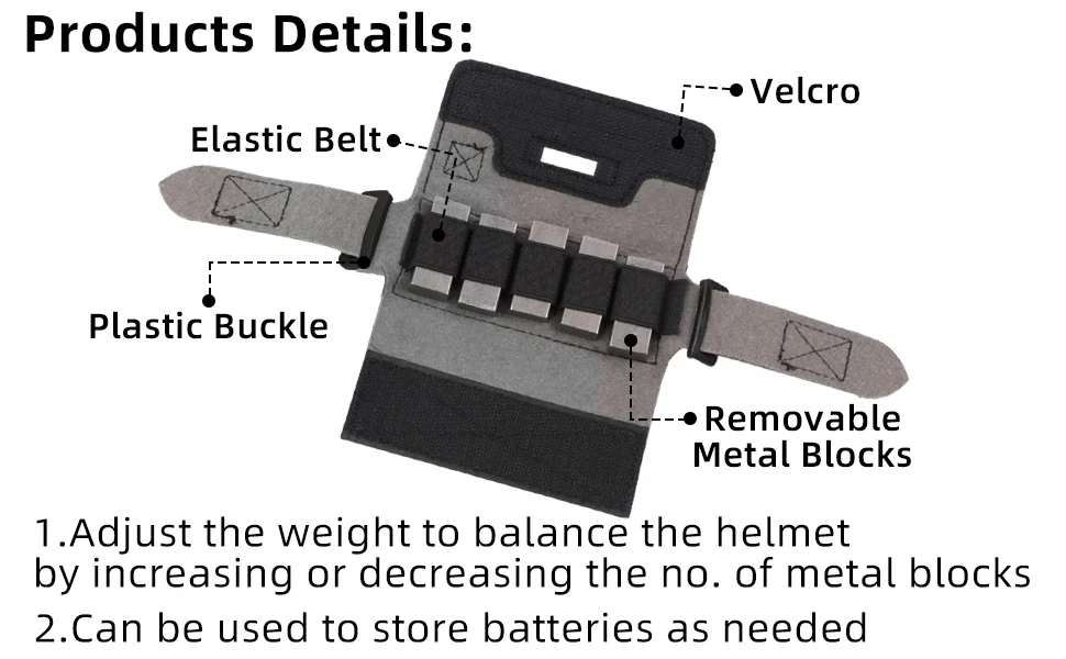 BOOIU Helmet Counterweight Tactical Helmet Balancing Weight Bag Counterbalance W/5 Counter Blocks for OPS Fast PJ MH Accessories