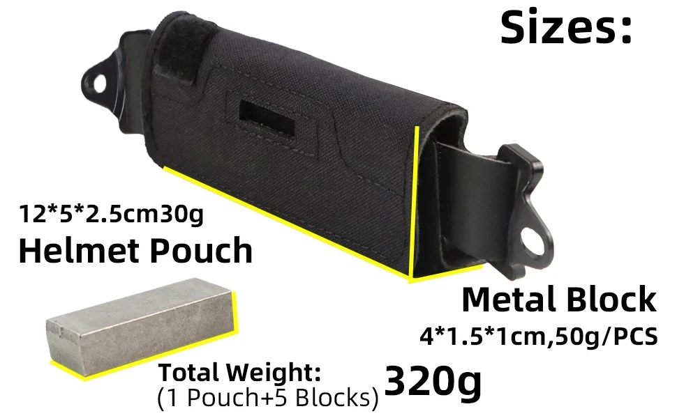 BOOIU Helmet Counterweight Tactical Helmet Balancing Weight Bag Counterbalance W/5 Counter Blocks for OPS Fast PJ MH Accessories
