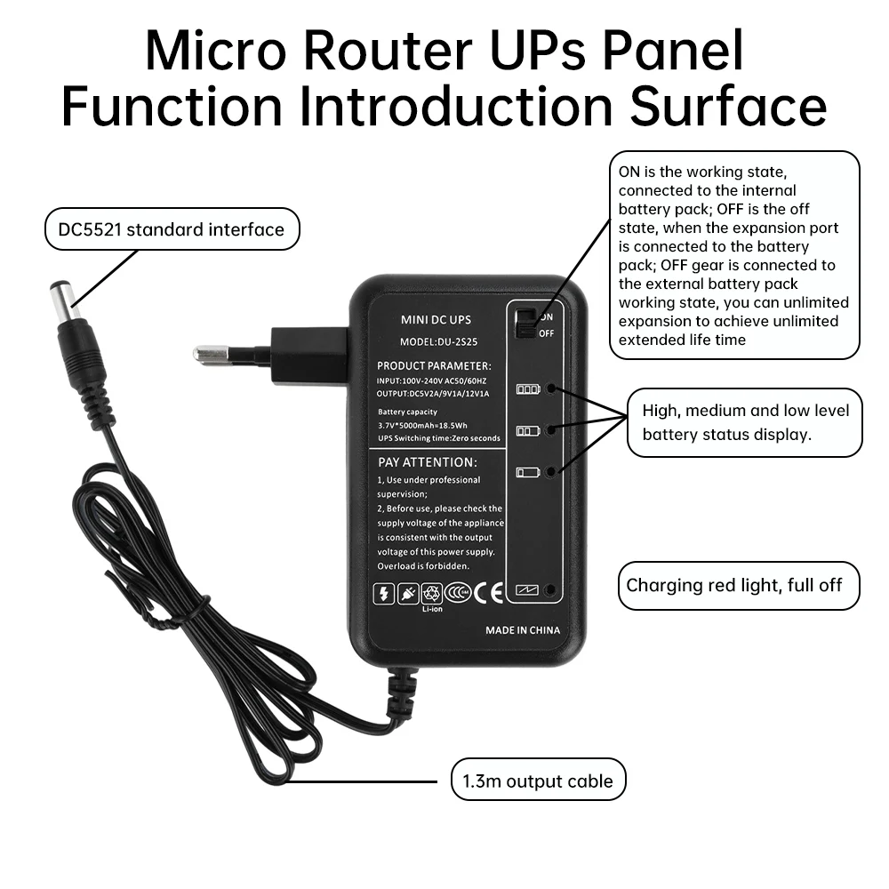 Portable Mini UPS AC 100-240V to DC 5V 9V 12V For Modem CCTV Camera Wi-Fi Router Amplifier LED Strip Panel Amplifier EU/US Plug