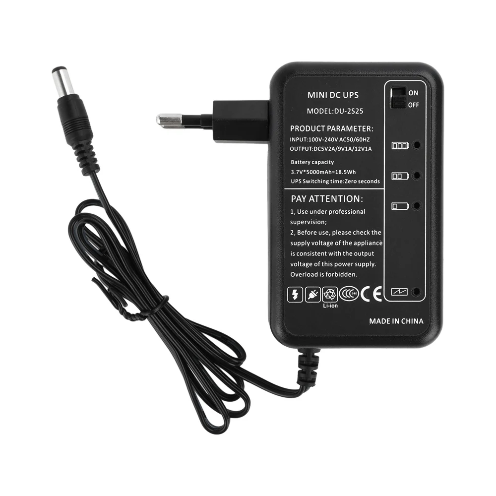 Portable Mini UPS AC 100-240V to DC 5V 9V 12V For Modem CCTV Camera Wi-Fi Router Amplifier LED Strip Panel Amplifier EU/US Plug