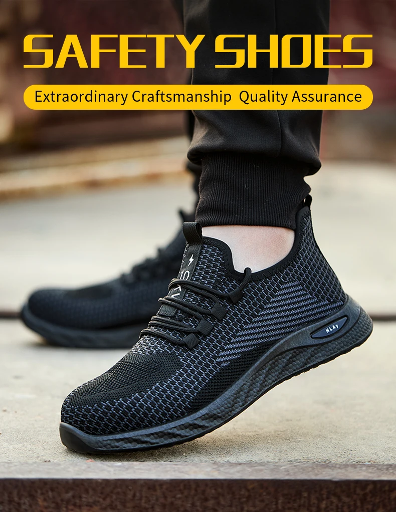 Men's Safety Shoes, Breathable Work Sports Shoes, Puncture and Smash Resistant Work Boots, Safety Protective Shoes Tactical Boot