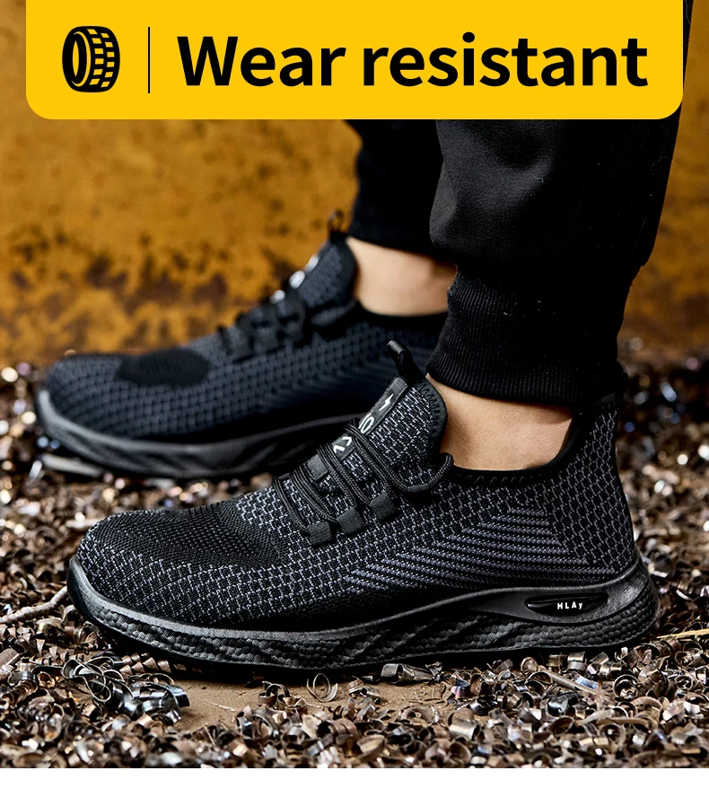 Men's Safety Shoes, Breathable Work Sports Shoes, Puncture and Smash Resistant Work Boots, Safety Protective Shoes Tactical Boot