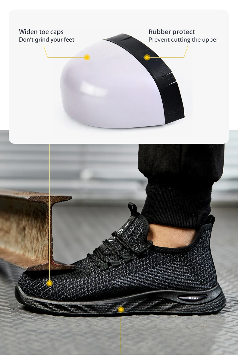 Men's Safety Shoes, Breathable Work Sports Shoes, Puncture and Smash Resistant Work Boots, Safety Protective Shoes Tactical Boot