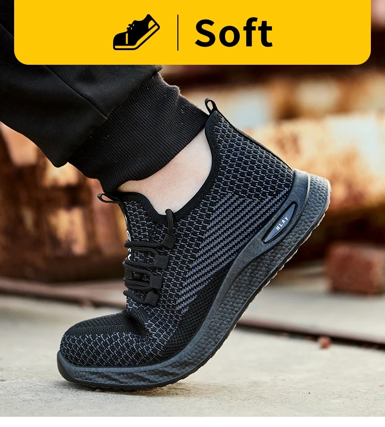 Men's Safety Shoes, Breathable Work Sports Shoes, Puncture and Smash Resistant Work Boots, Safety Protective Shoes Tactical Boot