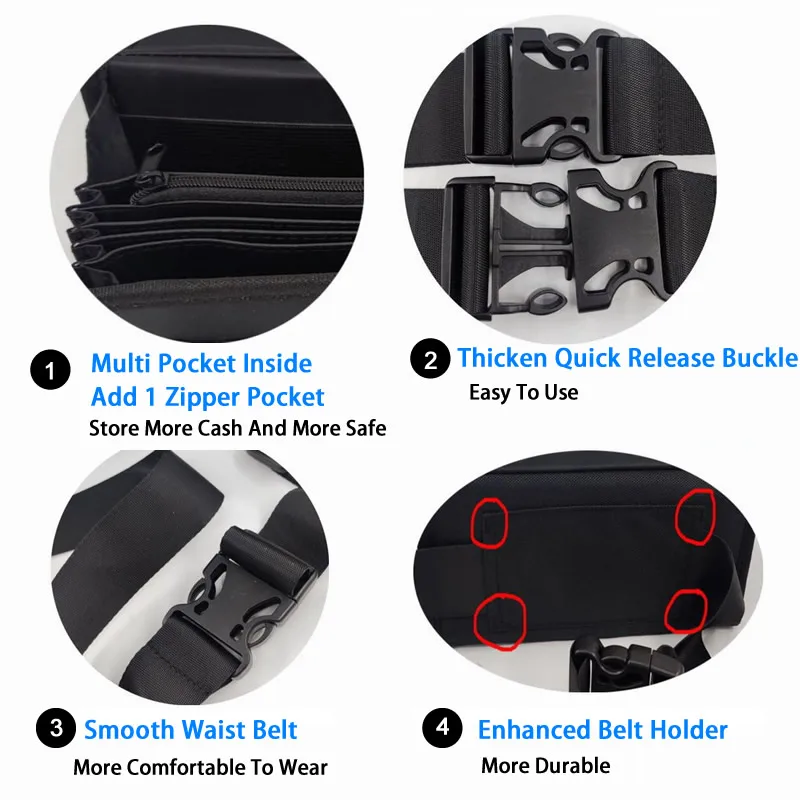 6 Slots Euro Coin Dispenser Driver Waiter's Purse Waist Wallet Zipper Pocket Coin Sorter Collector Cash Receipt Coins Safe