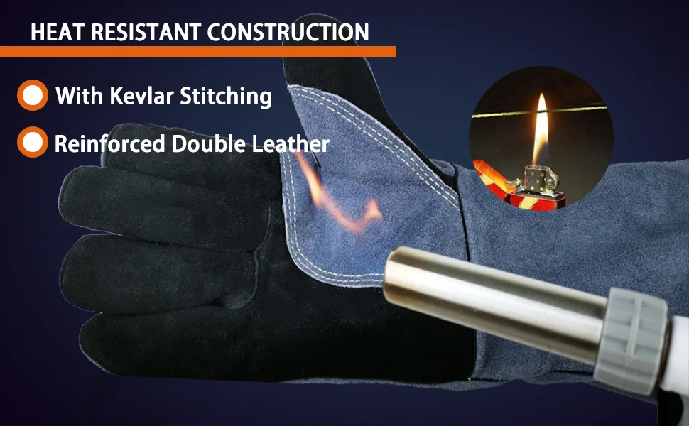 Welding Gloves, Tig/Mig Welding Glove, BBQ Oven Glove, Guantes Para Soldar, Heat-Insulated Mittens