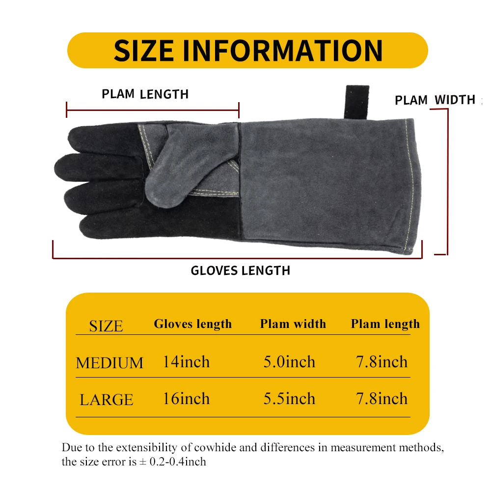 Welding Gloves, Tig/Mig Welding Glove, BBQ Oven Glove, Guantes Para Soldar, Heat-Insulated Mittens