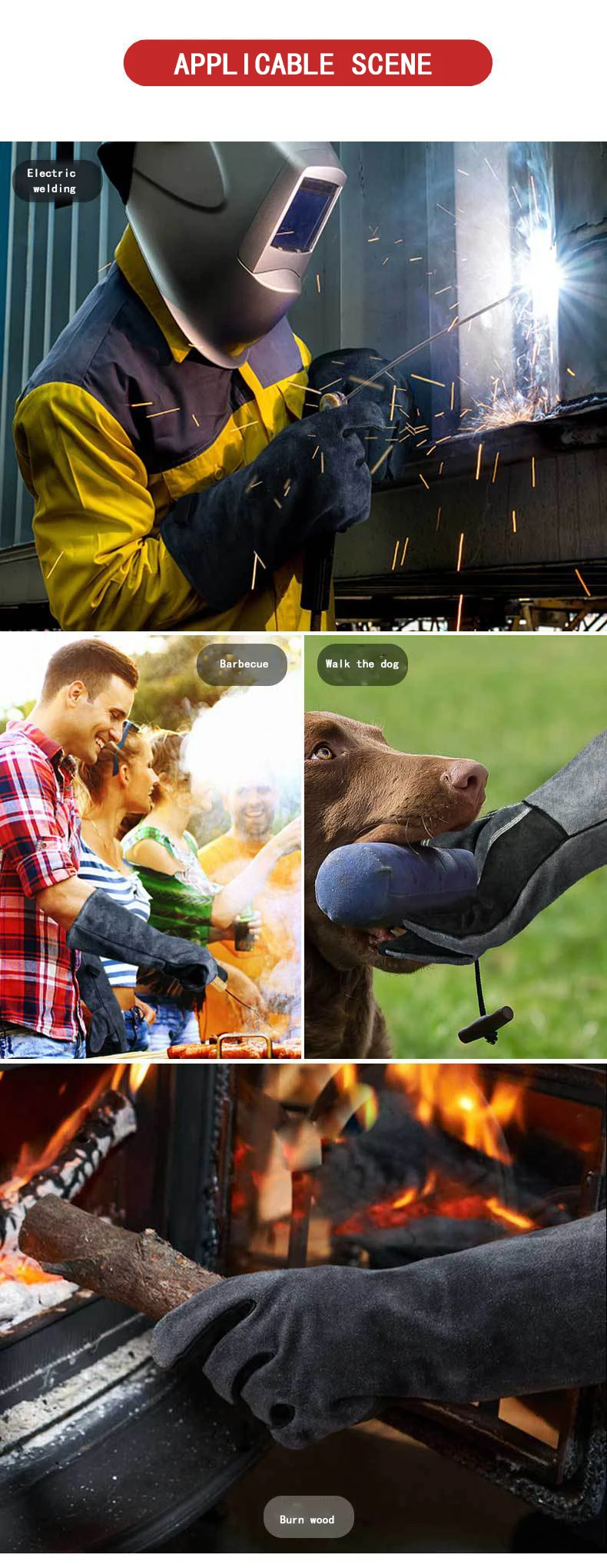 Welding Gloves, Tig/Mig Welding Glove, BBQ Oven Glove, Guantes Para Soldar, Heat-Insulated Mittens