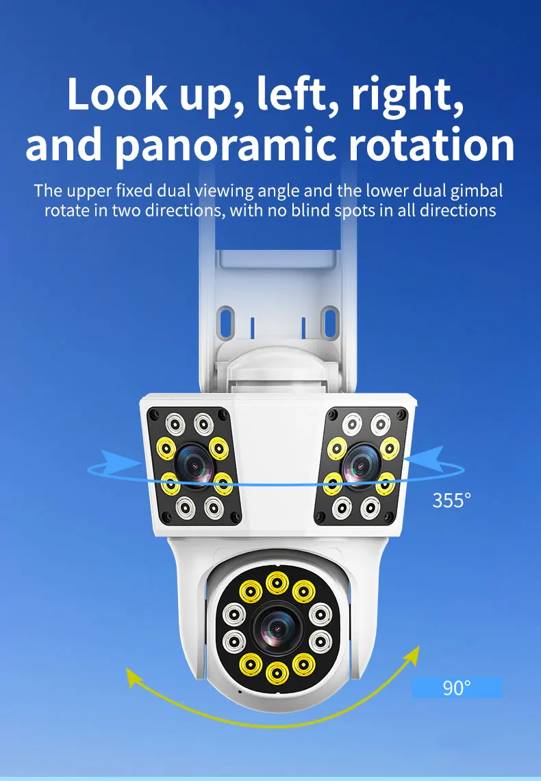IPC360 HOME 3 lens 3 Screens IP Outdoor Camera WIFI Motion Tracking PTZ Video CCTV Camera Dual Lens Waterproof Security System