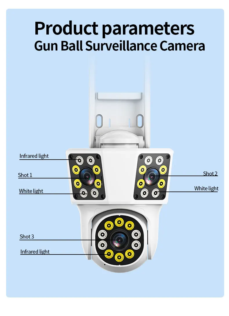 IPC360 HOME 3 lens 3 Screens IP Outdoor Camera WIFI Motion Tracking PTZ Video CCTV Camera Dual Lens Waterproof Security System