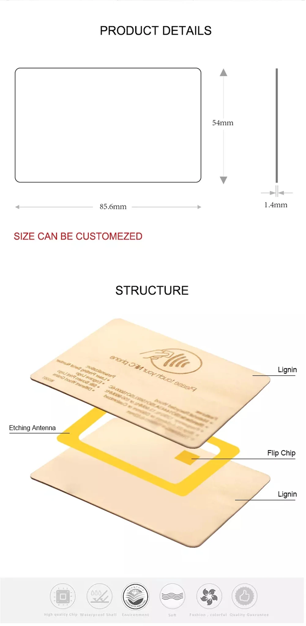 2/5/10Pcs Blank Walnut Business Card RFID Ultralight Card Smart NFC Card for DIY Arts Craft Project Laser Engraving Material