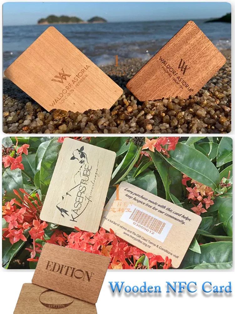 2/5/10Pcs Blank Walnut Business Card RFID Ultralight Card Smart NFC Card for DIY Arts Craft Project Laser Engraving Material