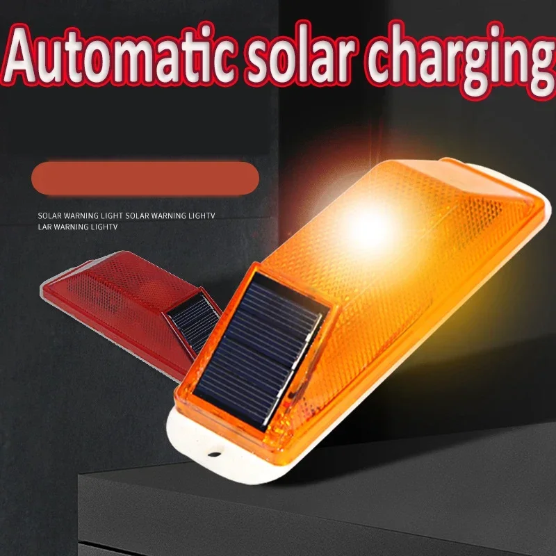 2pcs Warning LED Lamp Solar Warning Lamp Solar Strobe Lamp Chip Control Bridge Night Driving Safety Light Traffic Caution Light