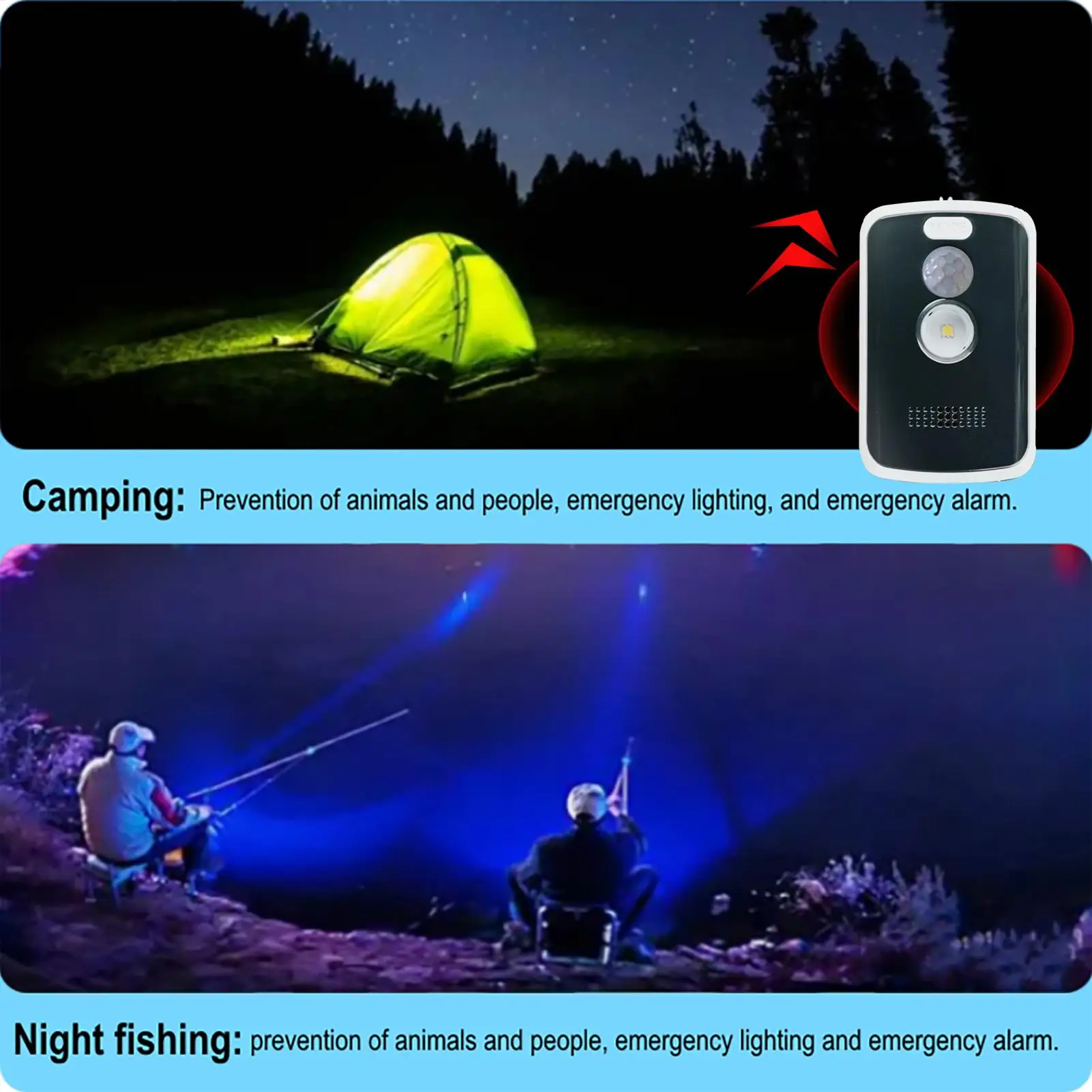 Perimeter Safe Alarm 125db 3 Modes Motion Detector Alarm Safety Defense Anti-Theft Alert Portable Outdoor Camping Security Tools