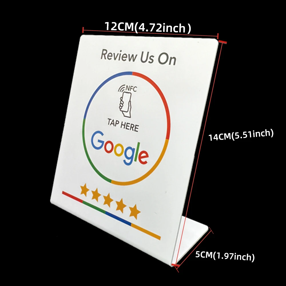 NFC Tap Card Stand German French Spanish English 4 Version Google Review NFC Stand NFC Table Display for Restaurant