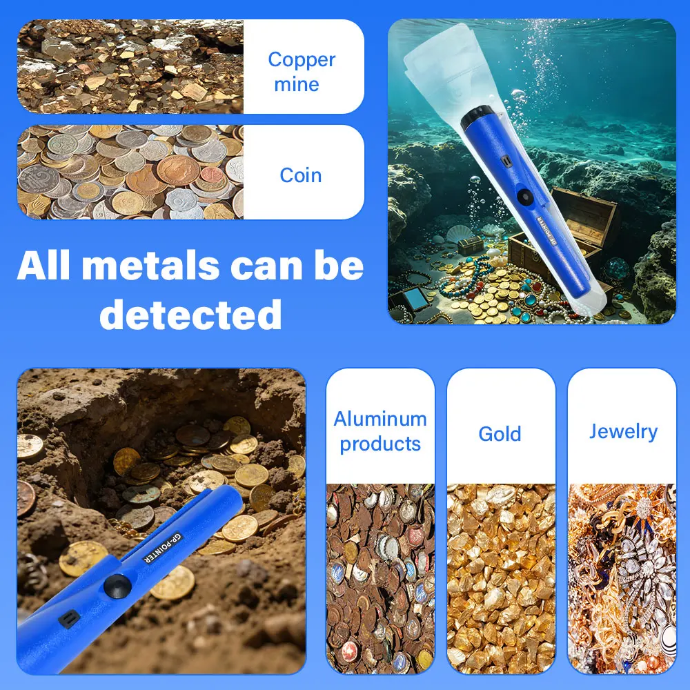 Protable NEW High QualityHandheld Metal Detector GP-pointer Waterproof Positioning Rod Detecting With Bracelet LED Lights