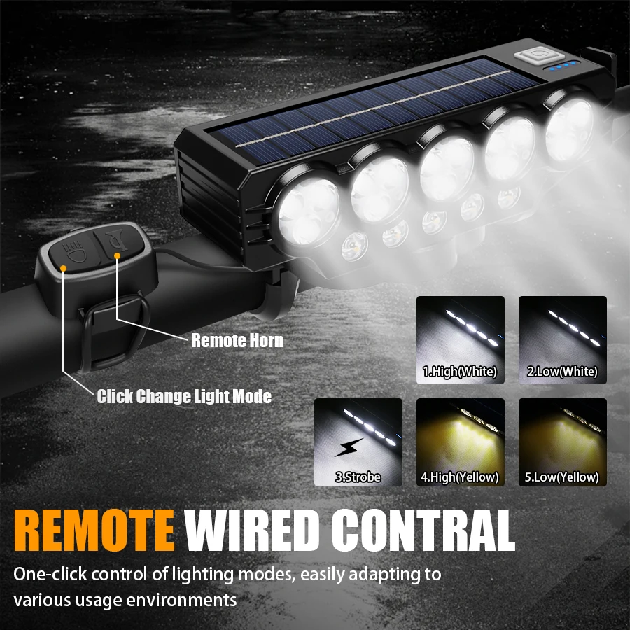 USB Rechargeable Bike LED Front Light With Cycling Bike Horn Waterproof Bicycle Bell Front Light Easy To Instal Night Riding