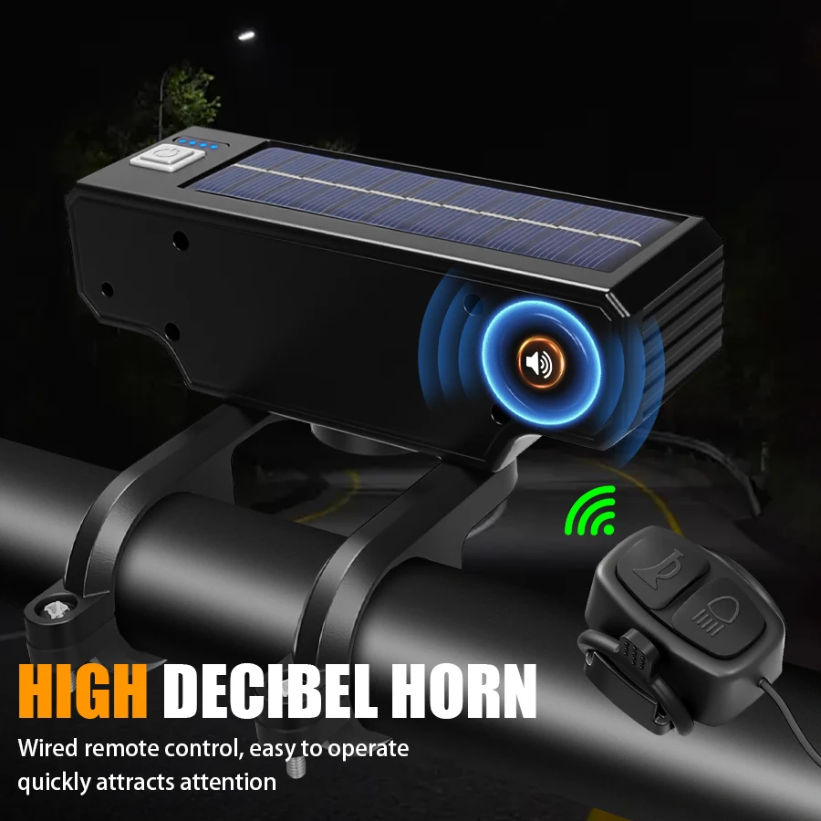 USB Rechargeable Bike LED Front Light With Cycling Bike Horn Waterproof Bicycle Bell Front Light Easy To Instal Night Riding