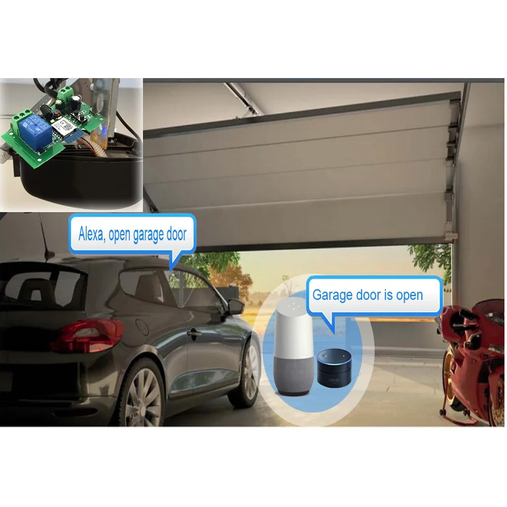 EWelink Smart WiFi Garage Door Opener Relay Switch DC12V 24V AC220V WirelessRemote Control 1CH Alexa Googole Home Voice Control