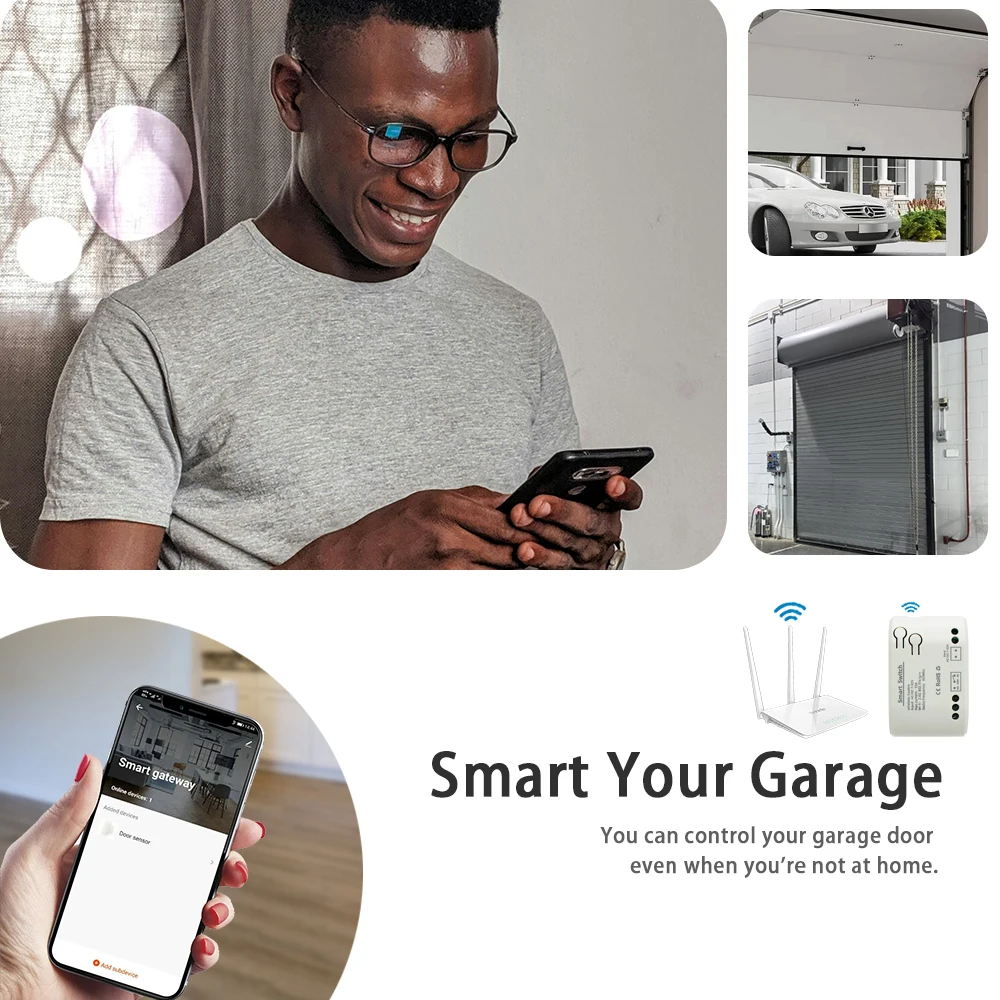 EWelink Smart WiFi Garage Door Opener Relay Switch DC12V 24V AC220V WirelessRemote Control 1CH Alexa Googole Home Voice Control