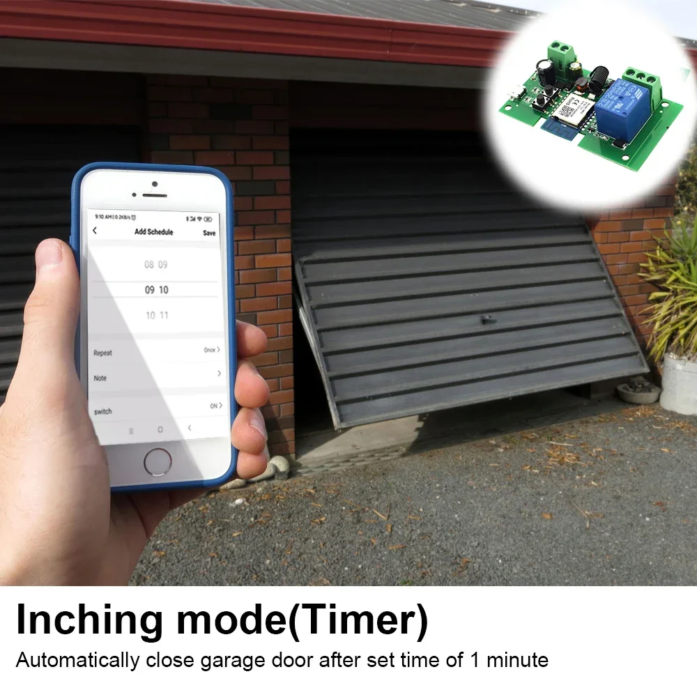 EWelink Smart WiFi Garage Door Opener Relay Switch DC12V 24V AC220V WirelessRemote Control 1CH Alexa Googole Home Voice Control
